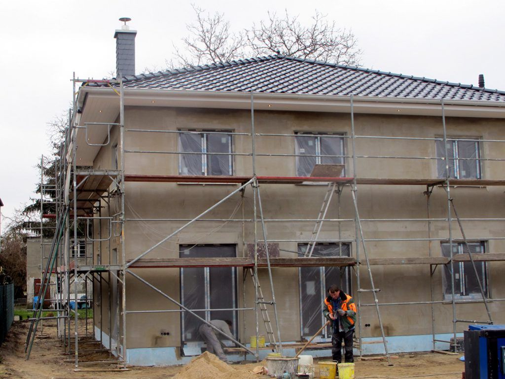 Februar 2016 - Neubau Einfamilienhaus, Berlin Pankow Fassadenarbeiten