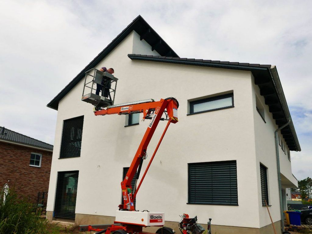 Juli 2017 - Neubau Einfamilienhaus, Ludwigsfelde - Außenputzarbeiten